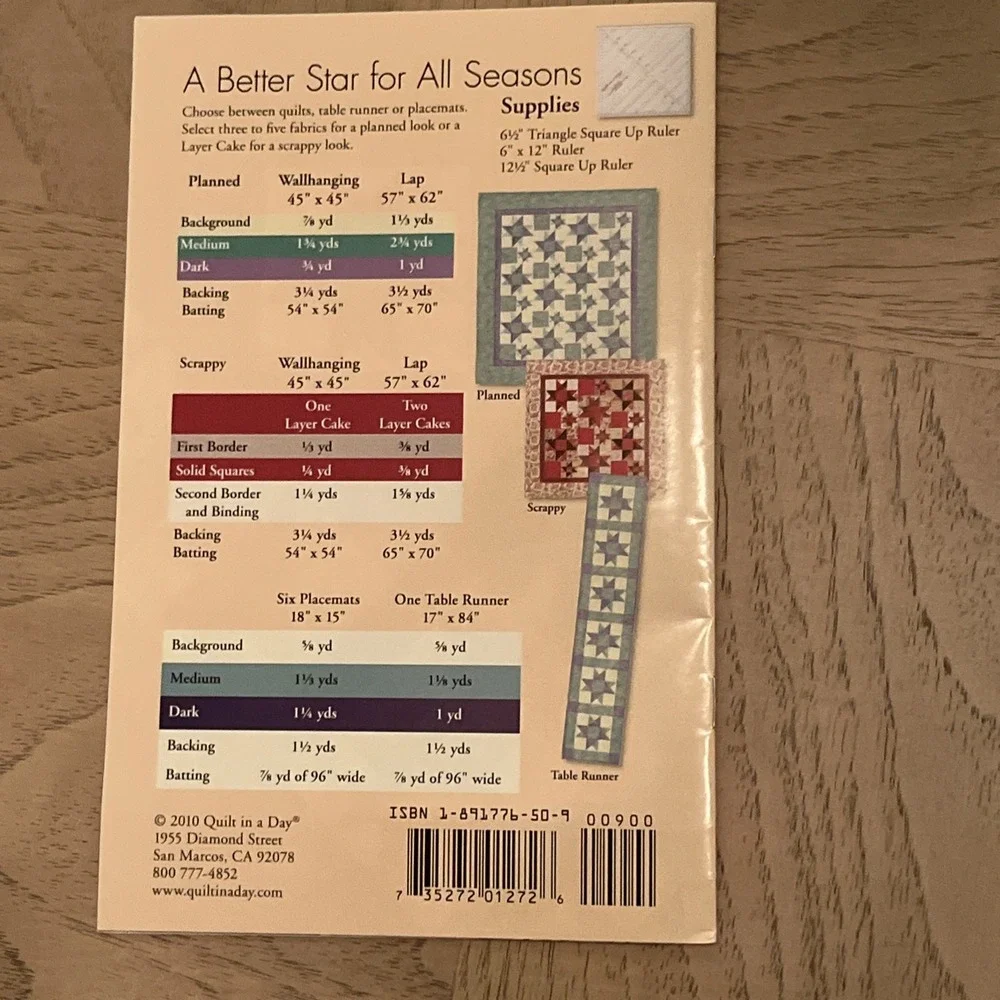 Quilt in a Day A Better Star for All Seasons Quilts, Table Runner and Placemats